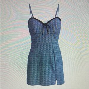 Blue and Black Mini Dress